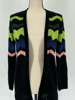 M Missoni Chevron Open Front Knit Cardigan Size 38